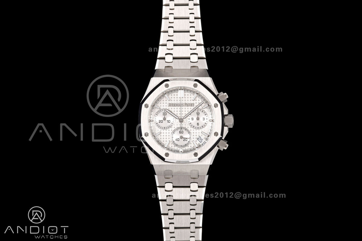 Royal Oak Chrono 26240 SS OCTA 1:1 Best Edition White Dial on SS Bracelet JH4401 Super Clone (Free Sprung)